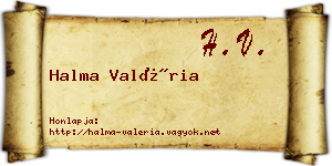 Halma Valéria névjegykártya